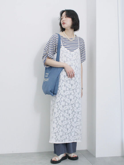 メッシュレースキャミワンピース（オフホワイト/ブラック/サックスブルー）｜Samansa Mos2 blue（サマンサモスモス ブルー）通販