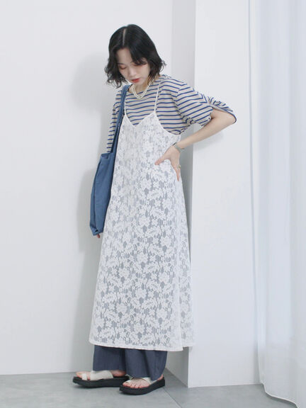 メッシュレースキャミワンピース（オフホワイト/ブラック/サックスブルー）｜Samansa Mos2 blue（サマンサモスモス ブルー）通販