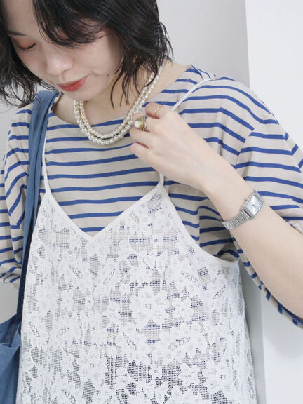 メッシュレースキャミワンピース（オフホワイト/ブラック/サックスブルー）｜Samansa Mos2 blue（サマンサモスモス ブルー）通販
