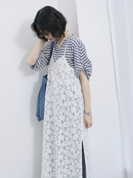メッシュレースキャミワンピース（オフホワイト/ブラック/サックスブルー）｜Samansa Mos2 blue（サマンサモスモス ブルー）通販
