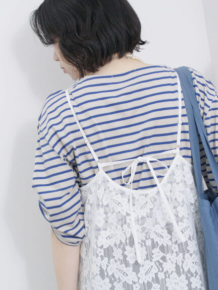 メッシュレースキャミワンピース（オフホワイト/ブラック/サックスブルー）｜Samansa Mos2 blue（サマンサモスモス ブルー）通販