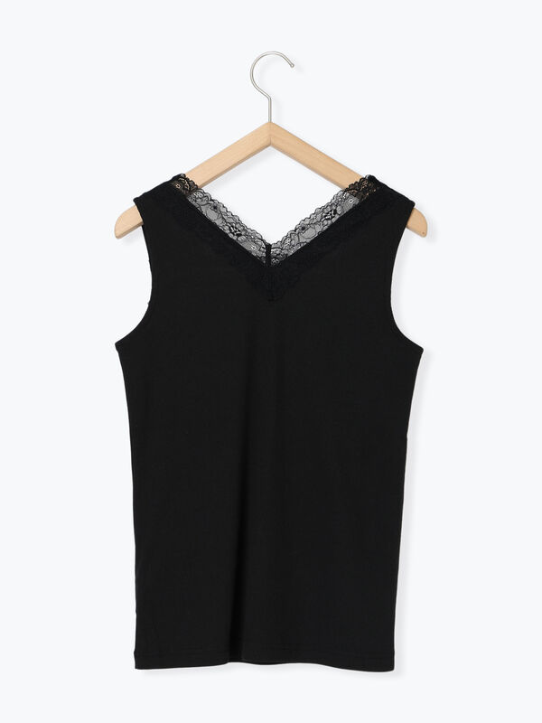 セール】 前後2way幅広レースタンク（オフホワイト/ブラック/ミント