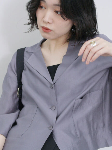 シアー開襟シャツ（チャコールグレー/モカ/イエロー）｜Samansa Mos2 blue（サマンサモスモス ブルー）通販