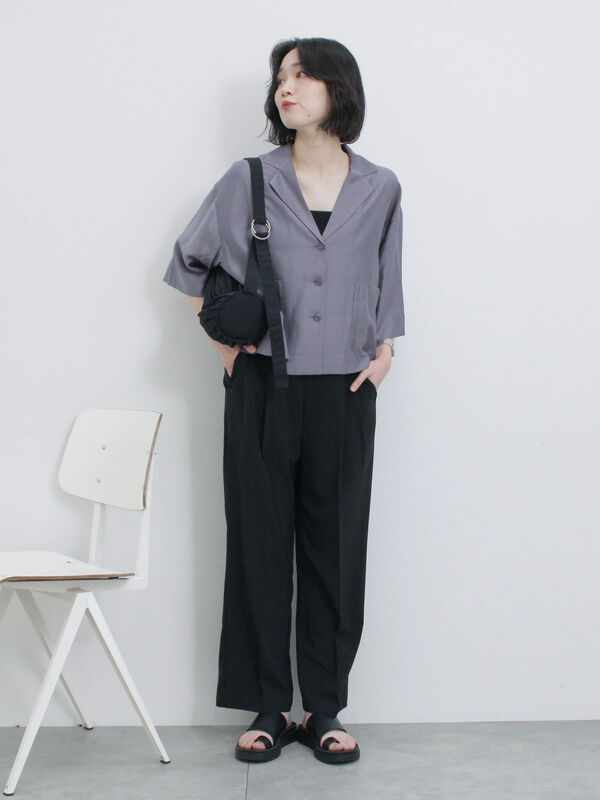 セール】 シアー開襟シャツ（チャコールグレー/モカ/イエロー/トップス