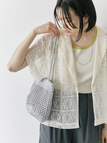 メタリックメッシュバッグ（シルバー/ブラック/ブルー）｜Samansa Mos2 blue（サマンサモスモス ブルー）通販