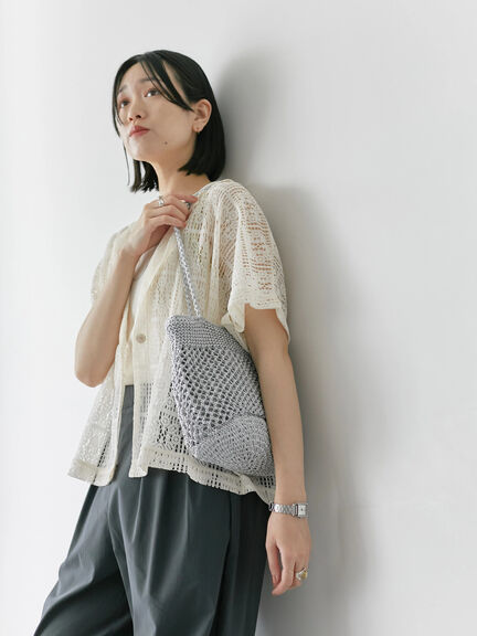 メタリックメッシュバッグ（シルバー/ブラック/ブルー）｜Samansa Mos2 blue（サマンサモスモス ブルー）通販