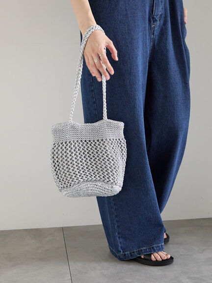 メタリックメッシュバッグ（シルバー/ブラック/ブルー）｜Samansa Mos2 blue（サマンサモスモス ブルー）通販