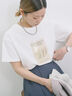 スクエア箔プリントTシャツ（オフホワイト/ホワイト/チャコールグレー）｜Samansa Mos2 blue（サマンサモスモス ブルー）通販