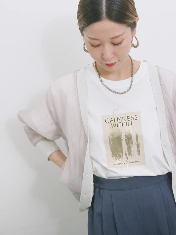 スクエア箔プリントTシャツ（ホワイト）｜Samansa Mos2 blue（サマンサモスモス ブルー）通販