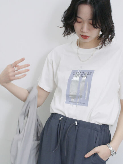 スクエア箔プリントTシャツ（オフホワイト/ホワイト/チャコールグレー）｜Samansa Mos2 blue（サマンサモスモス ブルー）通販