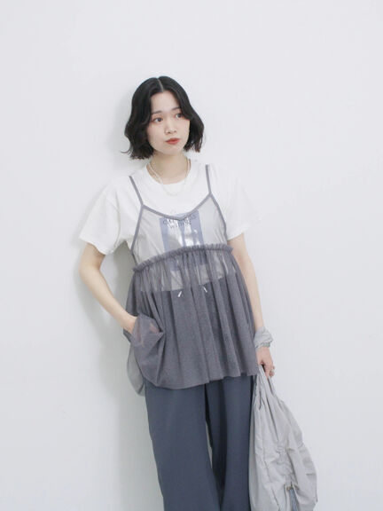スクエア箔プリントTシャツ（オフホワイト/ホワイト/チャコールグレー）｜Samansa Mos2 blue（サマンサモスモス ブルー）通販