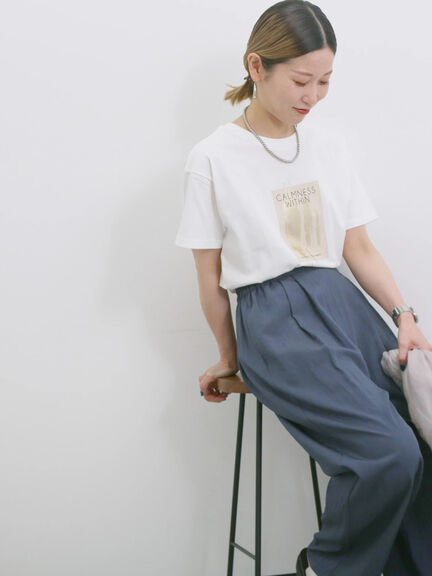 スクエア箔プリントTシャツ（オフホワイト/ホワイト/チャコールグレー）｜Samansa Mos2 blue（サマンサモスモス ブルー）通販