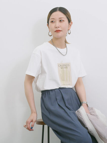 スクエア箔プリントTシャツ（オフホワイト/ホワイト/チャコールグレー）｜Samansa Mos2 blue（サマンサモスモス ブルー）通販