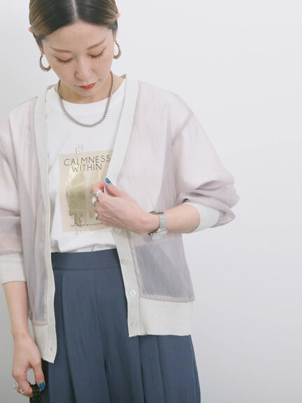 スクエア箔プリントTシャツ（オフホワイト/ホワイト/チャコールグレー）｜Samansa Mos2 blue（サマンサモスモス ブルー）通販