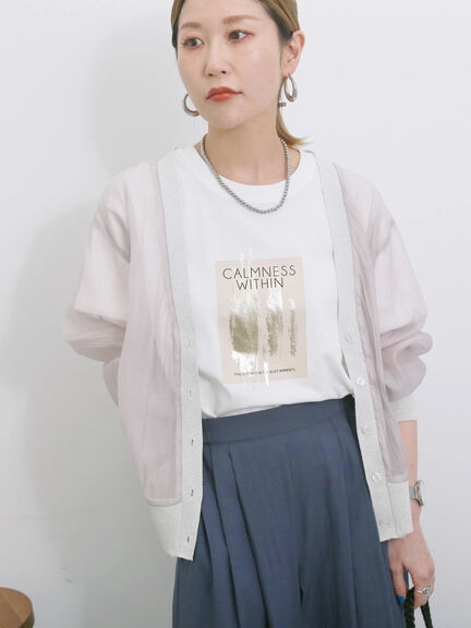 スクエア箔プリントTシャツ（オフホワイト/ホワイト/チャコールグレー）｜Samansa Mos2 blue（サマンサモスモス ブルー）通販