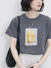 スクエア箔プリントTシャツ（オフホワイト/ホワイト/チャコールグレー）｜Samansa Mos2 blue（サマンサモスモス ブルー）通販