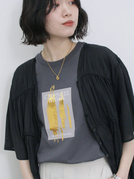 スクエア箔プリントTシャツ（オフホワイト/ホワイト/チャコールグレー）｜Samansa Mos2 blue（サマンサモスモス ブルー）通販