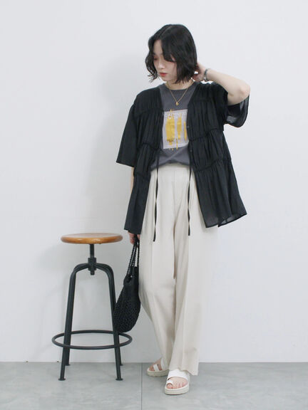 スクエア箔プリントTシャツ（オフホワイト/ホワイト/チャコールグレー）｜Samansa Mos2 blue（サマンサモスモス ブルー）通販