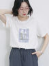 スクエア箔プリントTシャツ（オフホワイト/ホワイト/チャコールグレー）｜Samansa Mos2 blue（サマンサモスモス ブルー）通販