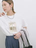 スクエア箔プリントTシャツ（オフホワイト/ホワイト/チャコールグレー）｜Samansa Mos2 blue（サマンサモスモス ブルー）通販