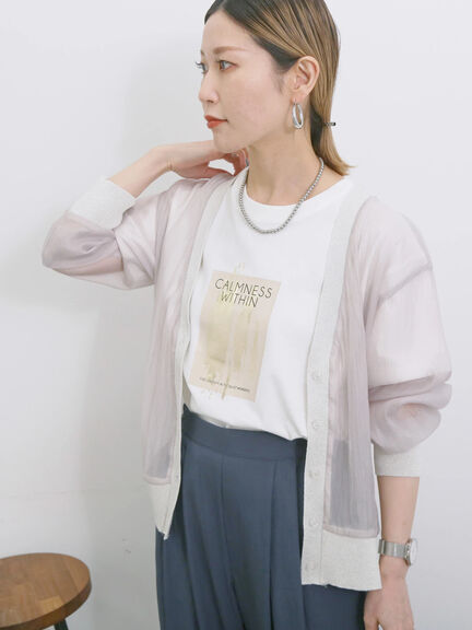 スクエア箔プリントTシャツ（オフホワイト/ホワイト/チャコールグレー）｜Samansa Mos2 blue（サマンサモスモス ブルー）通販