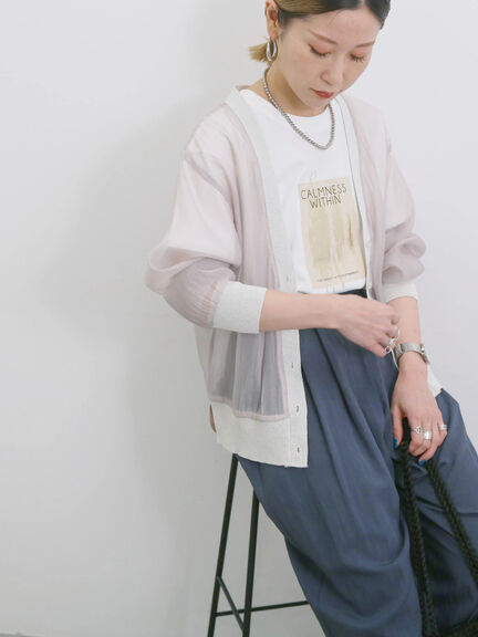 スクエア箔プリントTシャツ（オフホワイト/ホワイト/チャコールグレー）｜Samansa Mos2 blue（サマンサモスモス ブルー）通販
