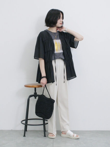 スクエア箔プリントTシャツ（オフホワイト/ホワイト/チャコールグレー）｜Samansa Mos2 blue（サマンサモスモス ブルー）通販