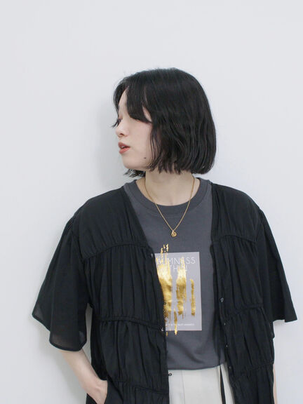 スクエア箔プリントTシャツ（オフホワイト/ホワイト/チャコールグレー）｜Samansa Mos2 blue（サマンサモスモス ブルー）通販