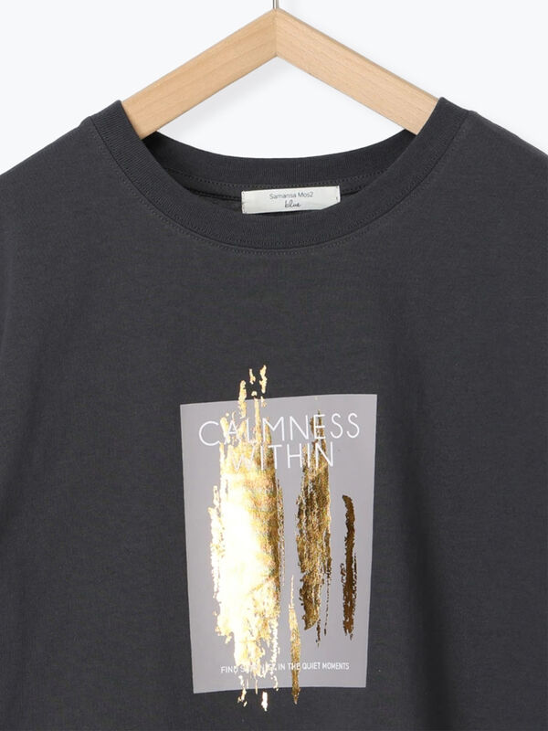 セール】 スクエア箔プリントTシャツ（オフホワイト/ホワイト