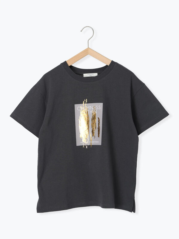セール】 スクエア箔プリントTシャツ（オフホワイト/ホワイト