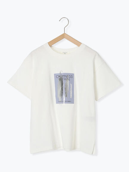スクエア箔プリントTシャツ（オフホワイト/ホワイト/チャコールグレー）｜Samansa Mos2 blue（サマンサモスモス ブルー）通販