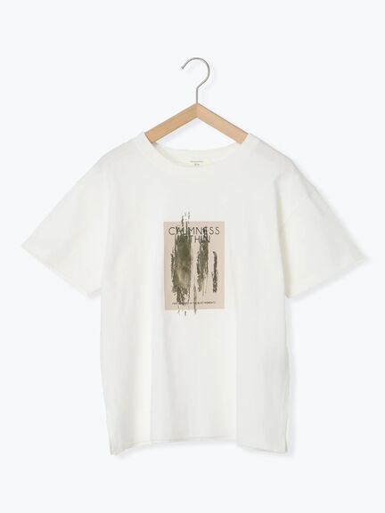 スクエア箔プリントTシャツ（オフホワイト/ホワイト/チャコールグレー）｜Samansa Mos2 blue（サマンサモスモス ブルー）通販