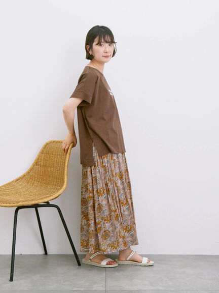 【Made in India】花柄ボイルギャザースカート（ベージュ/グリーン/ブルー）｜Samansa Mos2 blue（サマンサモスモス ブルー）通販