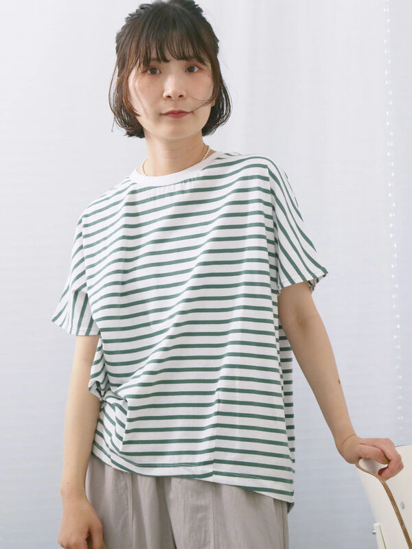 【USAコットン】アソートフレンチスリーブTシャツ（グリーン）｜Samansa Mos2 blue（サマンサモスモス ブルー）通販