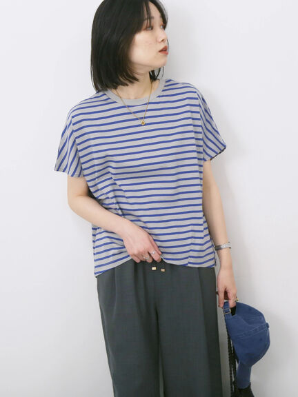 【USAコットン】アソートフレンチスリーブTシャツ（オフホワイト/ホワイト/グレー/ブラック/グリーン）｜Samansa Mos2 blue（サマンサモスモス ブルー）通販