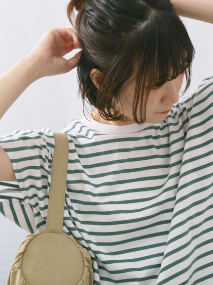 【USAコットン】アソートフレンチスリーブTシャツ（オフホワイト/ホワイト/グレー/ブラック/グリーン）｜Samansa Mos2 blue（サマンサモスモス ブルー）通販