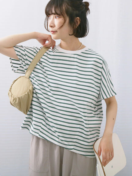 【USAコットン】アソートフレンチスリーブTシャツ（オフホワイト/ホワイト/グレー/ブラック/グリーン）｜Samansa Mos2 blue（サマンサモスモス ブルー）通販