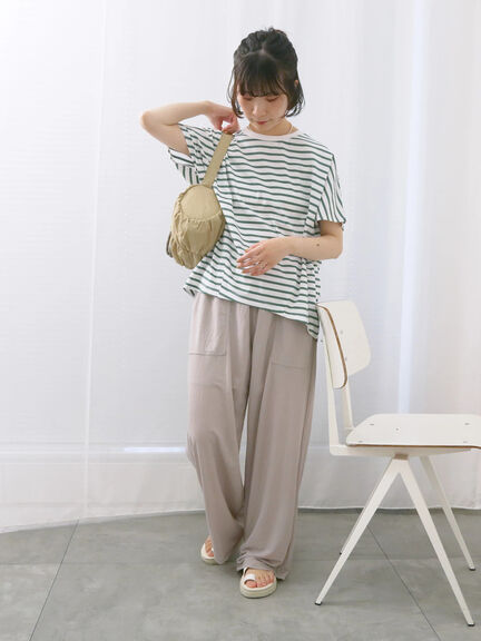 【USAコットン】アソートフレンチスリーブTシャツ（オフホワイト/ホワイト/グレー/ブラック/グリーン）｜Samansa Mos2 blue（サマンサモスモス ブルー）通販