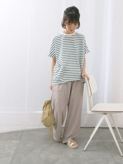 【USAコットン】アソートフレンチスリーブTシャツ（オフホワイト/ホワイト/グレー/ブラック/グリーン）｜Samansa Mos2 blue（サマンサモスモス ブルー）通販