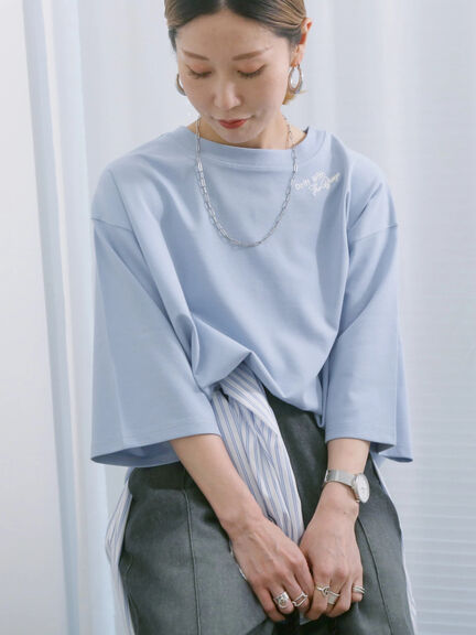 ◎ポンチロゴ刺繍プルオーバー（オフホワイト/サックスブルー/ＴＯＰグレー）｜Samansa Mos2 blue（サマンサモスモス ブルー）通販