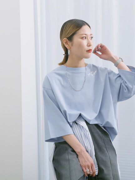 ◎ポンチロゴ刺繍プルオーバー（オフホワイト/サックスブルー/ＴＯＰグレー）｜Samansa Mos2 blue（サマンサモスモス ブルー）通販