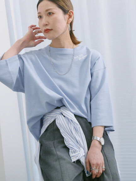 ◎ポンチロゴ刺繍プルオーバー（オフホワイト/サックスブルー/ＴＯＰグレー）｜Samansa Mos2 blue（サマンサモスモス ブルー）通販