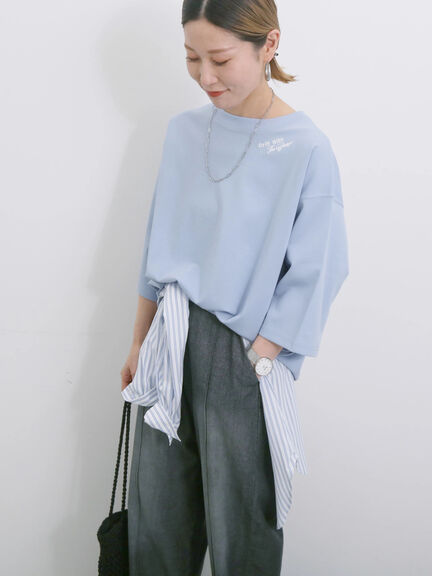 ◎ポンチロゴ刺繍プルオーバー（オフホワイト/サックスブルー/ＴＯＰグレー）｜Samansa Mos2 blue（サマンサモスモス ブルー）通販