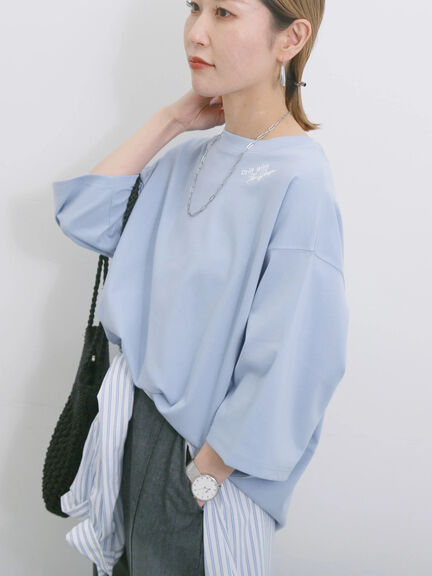 ◎ポンチロゴ刺繍プルオーバー（オフホワイト/サックスブルー/ＴＯＰグレー）｜Samansa Mos2 blue（サマンサモスモス ブルー）通販