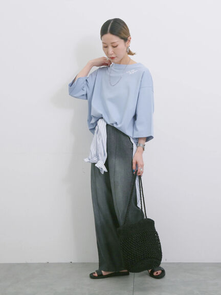 ◎ポンチロゴ刺繍プルオーバー（オフホワイト/サックスブルー/ＴＯＰグレー）｜Samansa Mos2 blue（サマンサモスモス ブルー）通販
