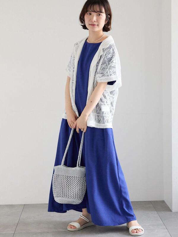 リネンタッチマキシワンピース（ブラック/ベージュ/ブルー）｜Samansa Mos2 blue（サマンサモスモス ブルー）通販