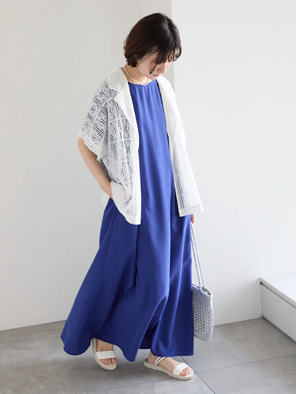 リネンタッチマキシワンピース（ブラック/ベージュ/ブルー）｜Samansa Mos2 blue（サマンサモスモス ブルー）通販