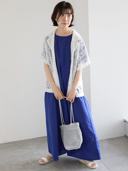 リネンタッチマキシワンピース（ブラック/ベージュ/ブルー）｜Samansa Mos2 blue（サマンサモスモス ブルー）通販