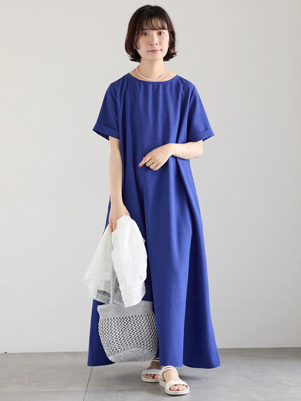 リネンタッチマキシワンピース（ブラック/ベージュ/ブルー）｜Samansa Mos2 blue（サマンサモスモス ブルー）通販