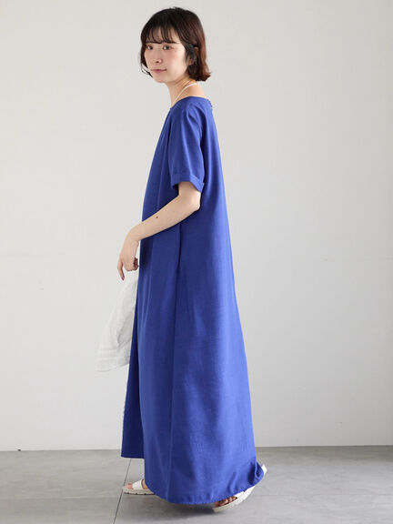 リネンタッチマキシワンピース（ブラック/ベージュ/ブルー）｜Samansa Mos2 blue（サマンサモスモス ブルー）通販